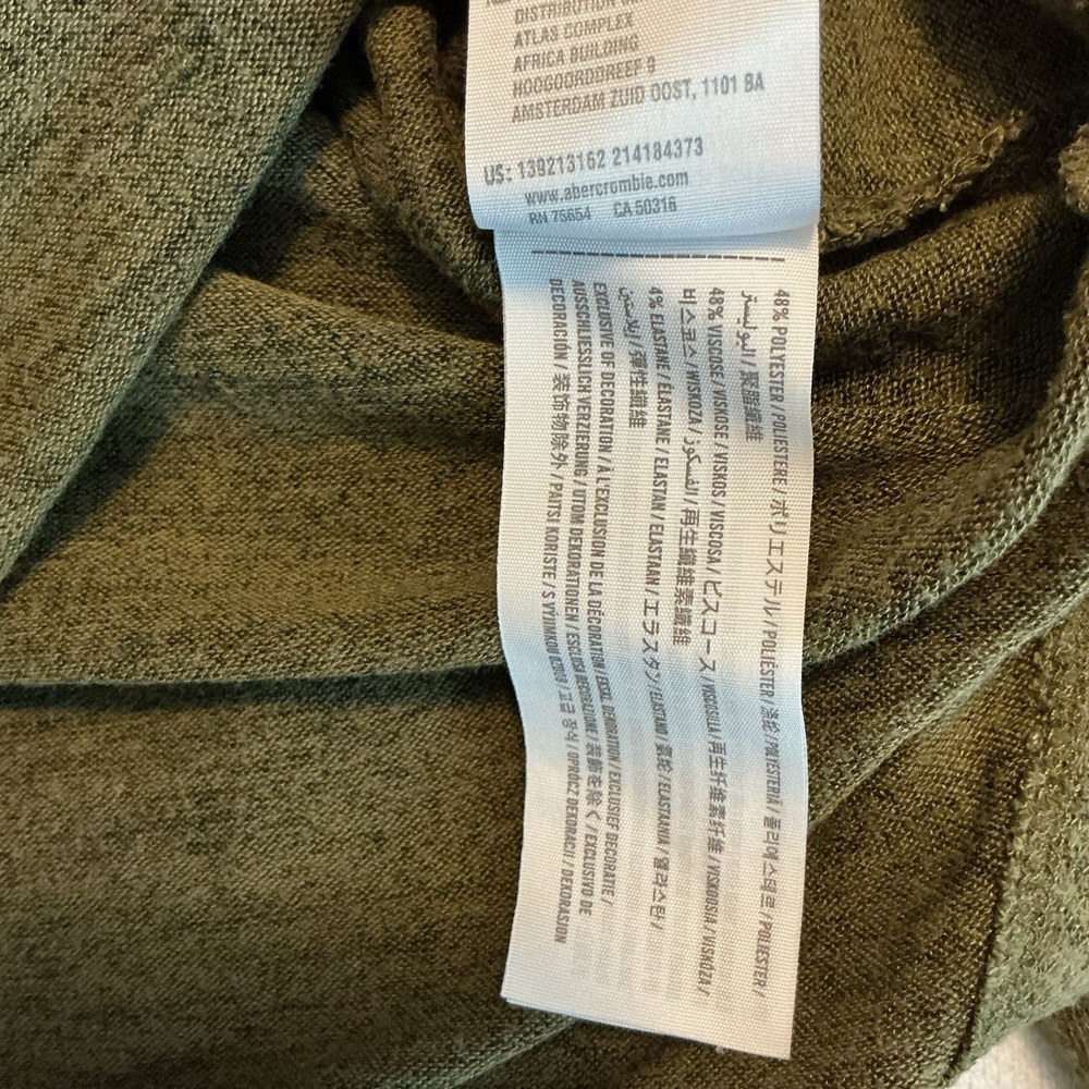 Abercrombie & Fitch Long Sleeve T Shirt Womens Med Scoop Neck Olive Green Jersey - Picture 6 of 6